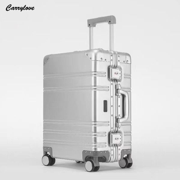 

carrylove 20"inch 100% aluminum luggage spinner carry on trolley cabin suitcase on wheels lj201118