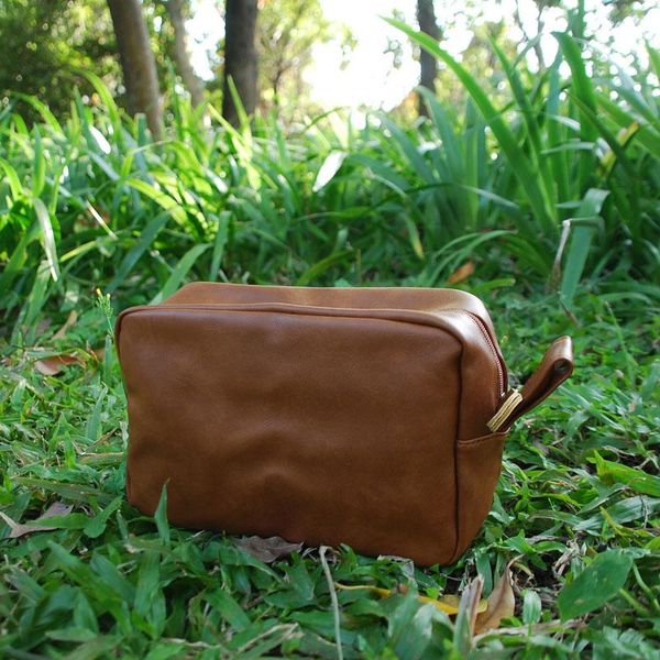 

faux leather pu cosmetic bag men's shaving bag men's leather travel case dopp kit gift for him dom106137