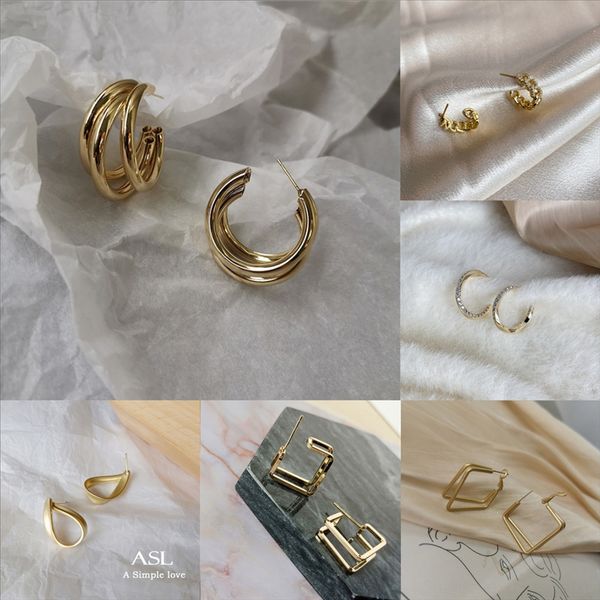 

p9i s'steel womens boucheron earrings silver sterling simple earing earrings stud earing boucles d oreille femme gold earring, Golden