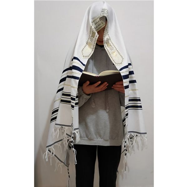 

tallit молитва шаль израиль 110 * 160см полиэстер talit zipper bag таллис израильских молиться платки прия обертывания талитов талис y201007, Blue;gray