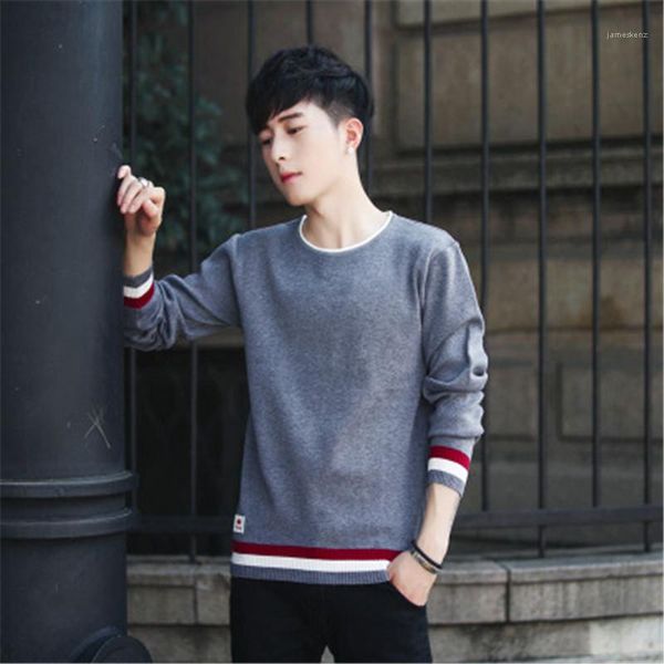 

style knitted bottoming sweaters designer mens spring autumn korean trend casual clothing man round neck slim sweaters fashion england, White;black