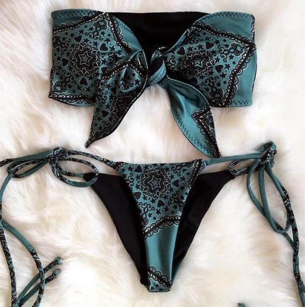 

printed new chest tie swimsuit bikini