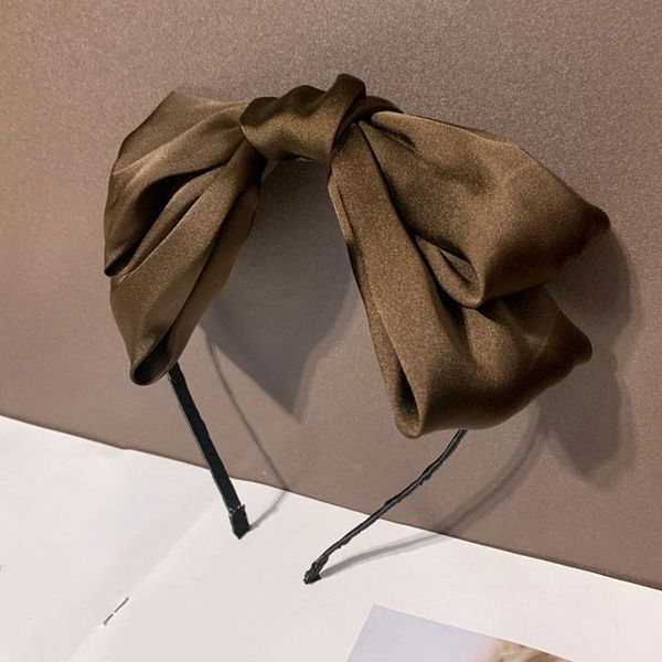 

korean sweet big bowknot women headband head hoop solid color satin hairband turban middle knotted hair hoop hair accessories q sqcgly