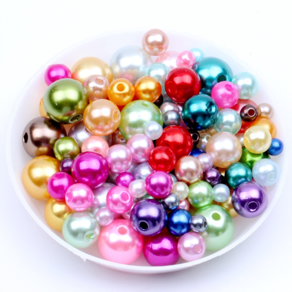 

8mm 100pcs 16 color straight holes round imitation plastic pearl beads diy for jewelry making accessories needlework