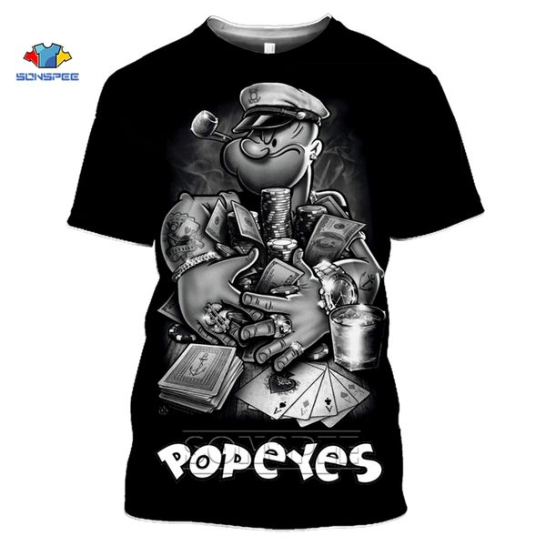 

summer design cartoon anime popeye 3d print shirts aesthetic hippie anime men clothing
