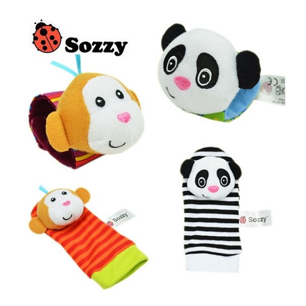 

wholesale 40pcs/lot baby toys sozzy garden bug wrist rattle and foot socks 4 style (2 waist+2 pcs socks) (10 set) y200111