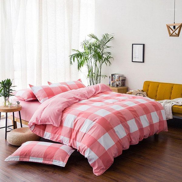 

bedding sets red geometric plaid printed girl boy kid bed cover set duvet child sheet pillowcases comforter 610161