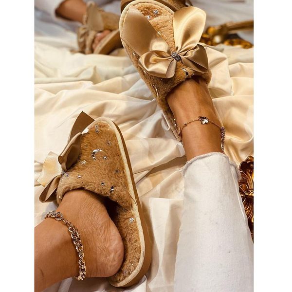 

slippers 2021 autumn women's flat home shoes fashion open toe bow women cotton plus size 43, Black