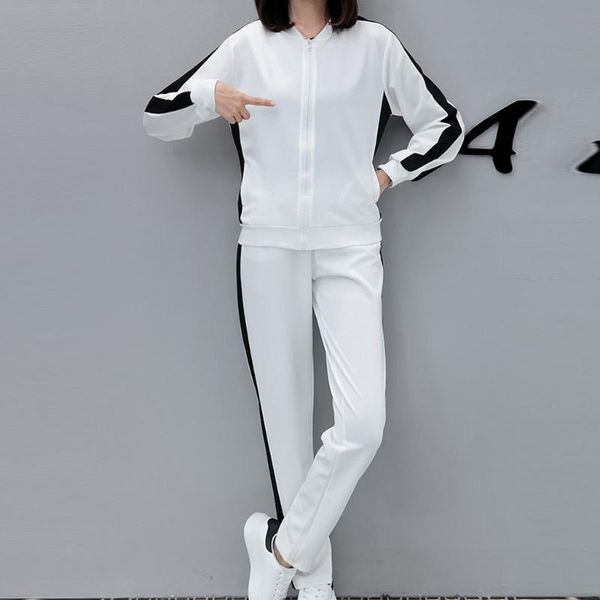 

lady sportswear women long sleeve split 2 piece set long pants zipper sweatshirt winter casual outfit sportswear tracksuits @40, White;red