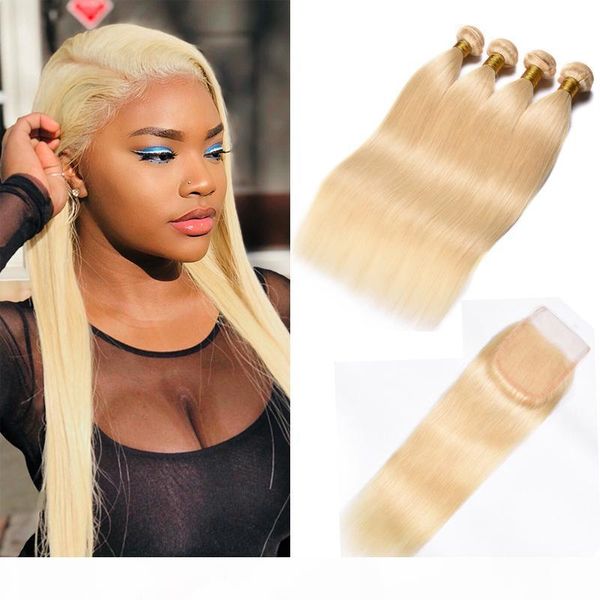 

brazilian virgin straight hair bundles with closures 613 blonde bundles with closure human hair 613 blonde bundles with frontal, Black;brown