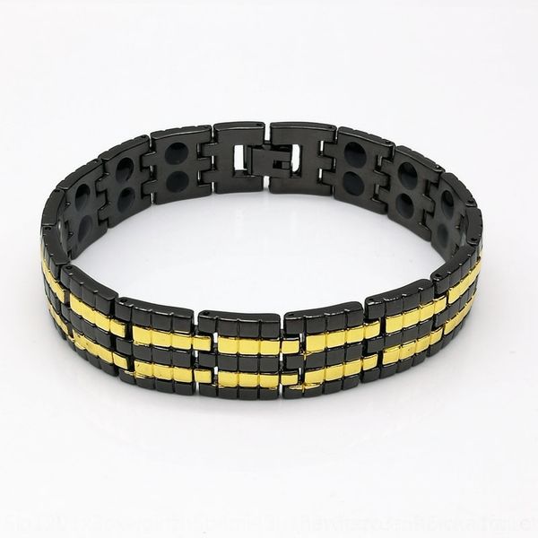

mvadv fashion 15mm double row magnet e2u7w care current electric gold black health tidal men's with stainless bracelet steel bracelet m, Golden;silver