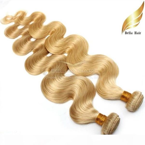 

блондинка бразильских переплетений двойного уток тело волна волосы связка цветной человеческие волосы цвет # 613 бесплатная доставка bella в, Black