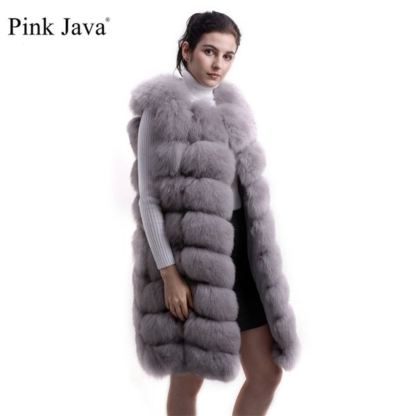 rosa java QC8032 cappotto da donna invernale giacca di pelliccia di lusso vera pelliccia di volpe gilet lungo gilet gilet di volpe naturale vendita calda di alta qualità 201212
