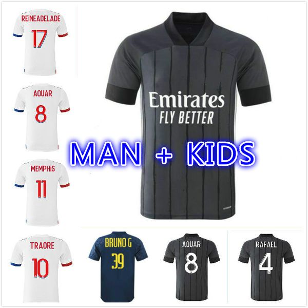 

20 21 maillot de foot lyonnais soccer jersey 2020 2021 aouar dembele maillot de football shirt traore memphis ol men kids shirts new, Black;yellow