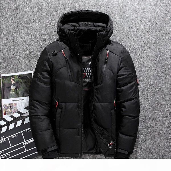 

winter fashion men's down jacket outdoor camping windproof ski warm white down jacket casual down jacket, Black