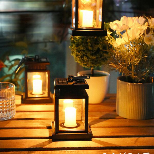 

solar lantern hanging light led candle yard outdoor patio garden lamp for patio landscape yard warm white flameless flickering