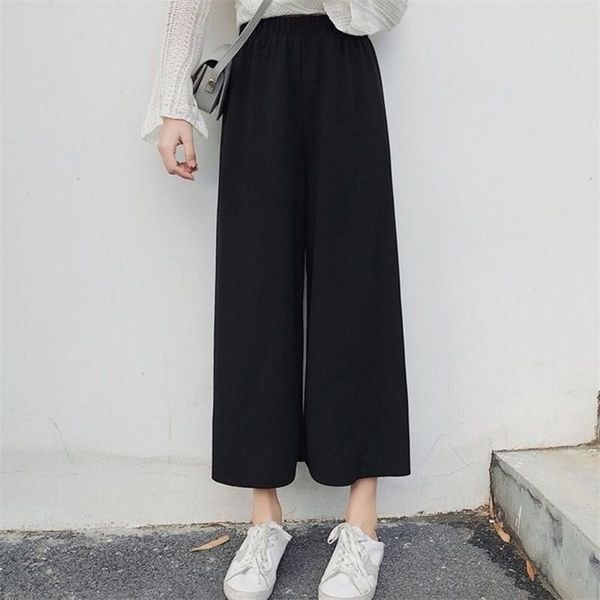 

-summer trendy one button skinny pants wide leg pants lj201221, Black