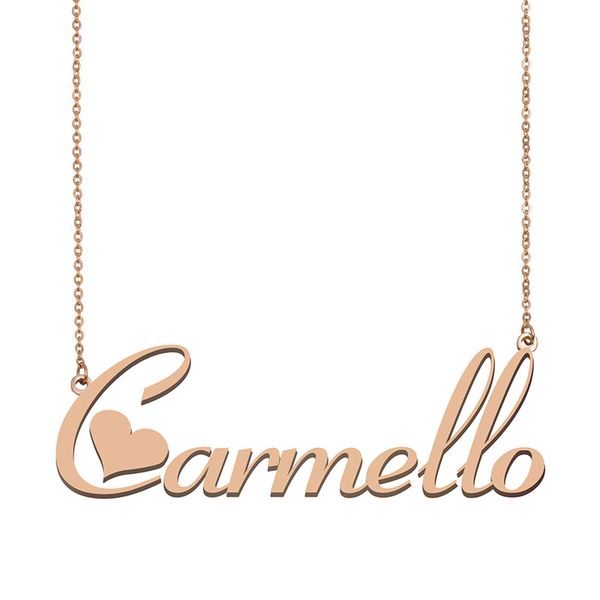 

carmello custom name necklace personalized pendant for men boys birthday gift friends jewelry 18k gold plated stainless steel, Silver