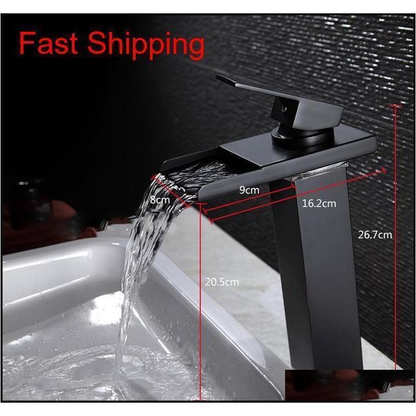 

10.6" black water powered led faucet bathroom basin faucet brass mixer tap waterfall faucets col qylfzr pets2010