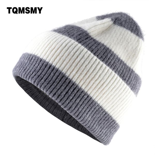 

beanie/skull caps winter hats for women knitted wool beanies stripe pattern keep warm cap casual skullies woman's beanie gorros ladies, Blue;gray