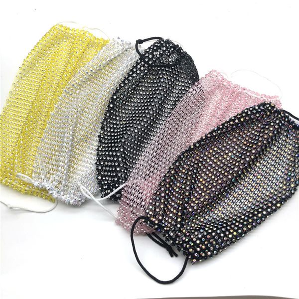 

bling bling diamond face mask fashion trend nightclub bar rhinestones masks washable reusable fishing net face mask ing