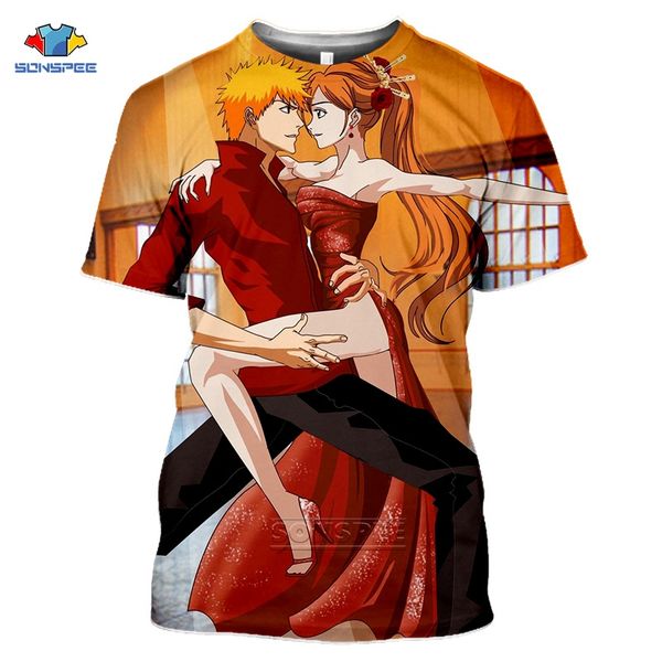 

summer anime bleach pullover men 3d print shirts hippie kawaii funny men clothing