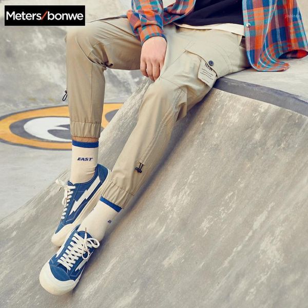 

metersbonwe 2020 new men sports pants spring autumn casual little trousers fashion beam feet jogging pants male cargo1, Black