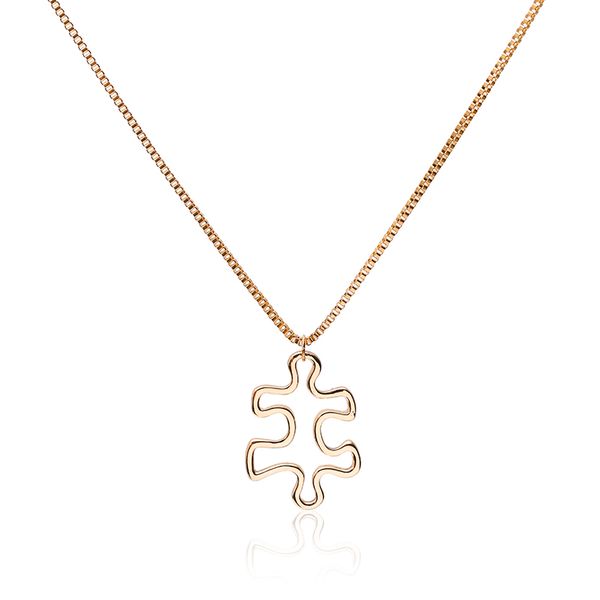 

fashion cute irregular shape pendant necklace gold color puzzle element zinc alloy jewelry for women to create korean necklace, Silver