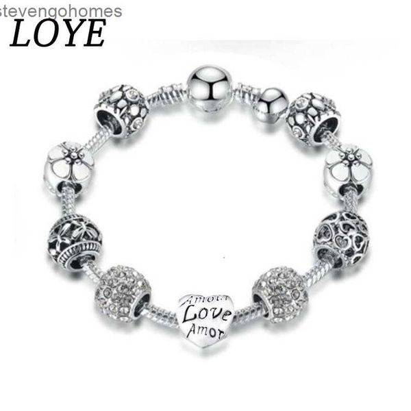 

girl jewelry diamond diy beads pink inlaid heart bracelet, Silver