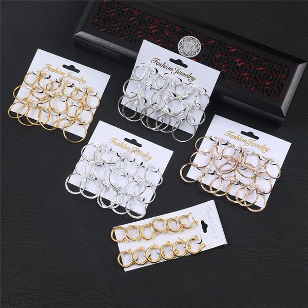 

hoop & huggie zzyoup round earrings set for women gold silver color party wedding birthday jewelry&accessories gifts, Golden;silver