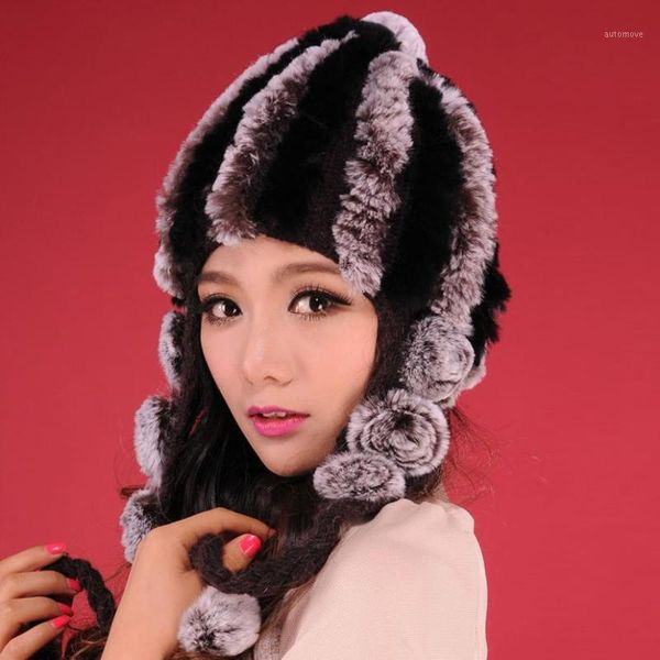 

fur story 13605 new arrival women's real rex fur hat excellent winter gift real skullies and beanies hat female1, Blue;gray