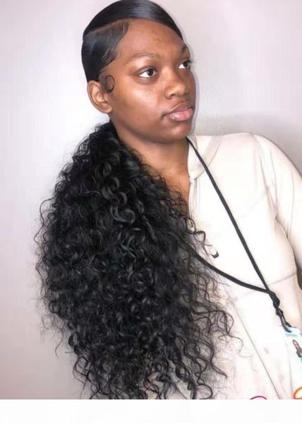 

100 human hair kinky curly ribbon wrap around drawstring ponytail for black women 160 jet black afro kinky curly puff