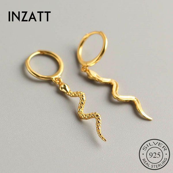 

inzareal 925 sterling silve snake hoop earrings for fashion women party fine jewelry minimalist accessories punk gift, Golden;silver