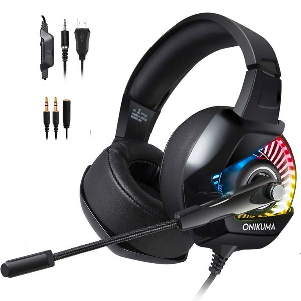 Onikuma K6 Gaming Headset PC Gamer Bass Stereo Wired наушники с микрофоном для PS4 New Xbox One компьютер для ноутбука для ноутбука наушники