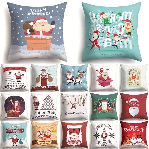 

cover santa pattern christmas decorative cushion throw pillow xmas new year decor polyester pillowcase home decoration 40543