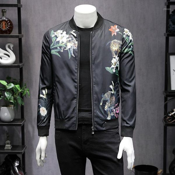 

2020 new autumn japan style streetwear flower hip hop windbreaker 4xl clothing bomber jacket men clothes1, Black;brown