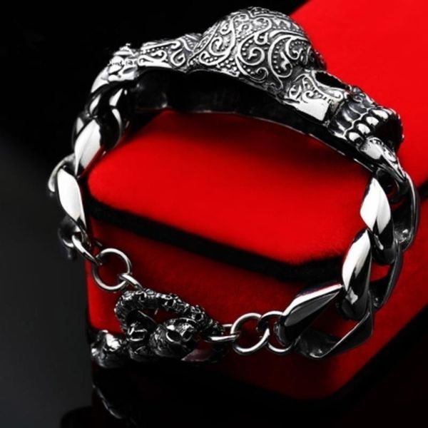 

vintage gothic stainless steel men punk skull bracelet bangle jewelry vintage gothic factory store office wmtswz, Bronze;silver