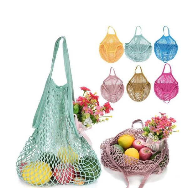 

new shopping tote bag kitchen fruits vegetables hanging pink reusable grocery produce bags cotton mesh ecology market string net