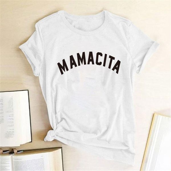 

письмо amacita печатная женская летняя смешная футболка mama life tee рубашки femla подарок для мамы испанские топы женщины 2020 dropshippin, White