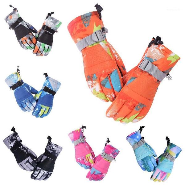 

kids children winter warm mountain snowboard touch screen ski gloves waterproof full finger mittens for outdoor sports1