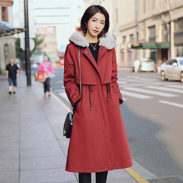 

winter jacket women detachable real fur liner woman parkas raccoon fur collar coat female jackets clothes 2021 wpy11211, Black