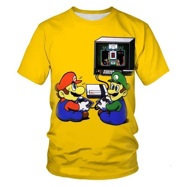

anime super mario 3d printing fashion men's and women's short-sleeved t-shirt soft material outdoor casual loose men's t-shir, White;black