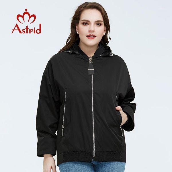 

women's trench coats astrid 2021 spring loose fashion short women coat female outwear casual hooded am-93171, Tan;black