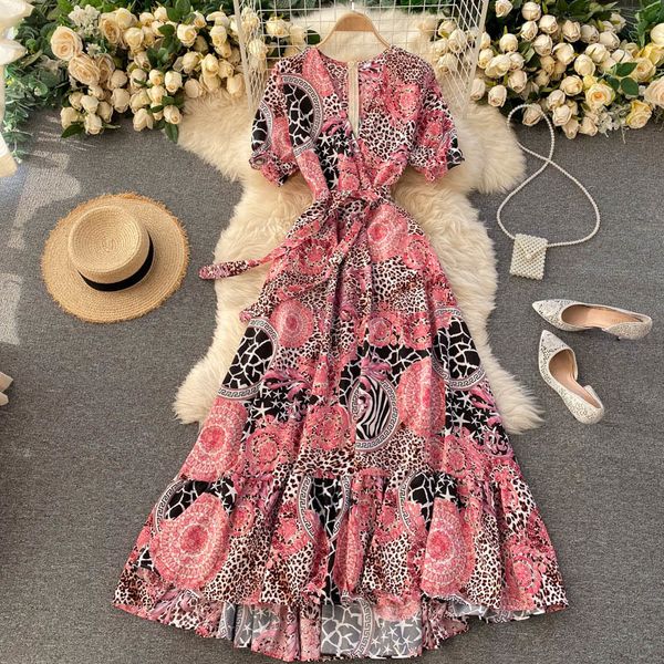 

2021 new vintage female singiny summer print dress short stripes the line up vacation dressed 8alm, Black;gray