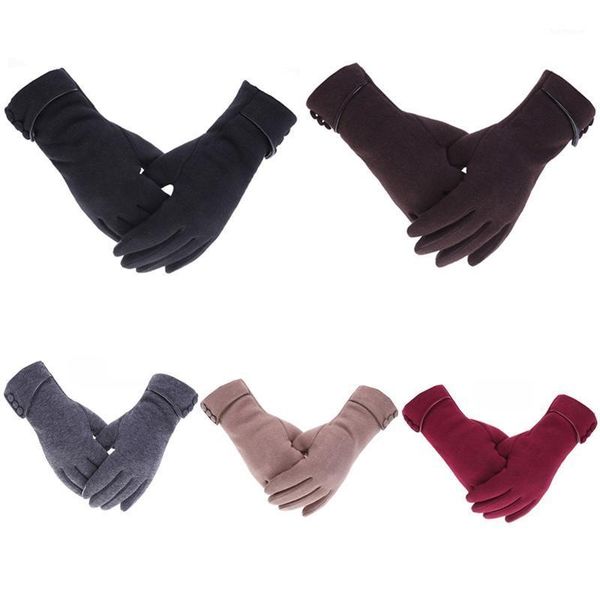 

fashion elegant female wool touch screen gloves winter ladies warm cashmere full finger fleece gloves1, Blue;gray