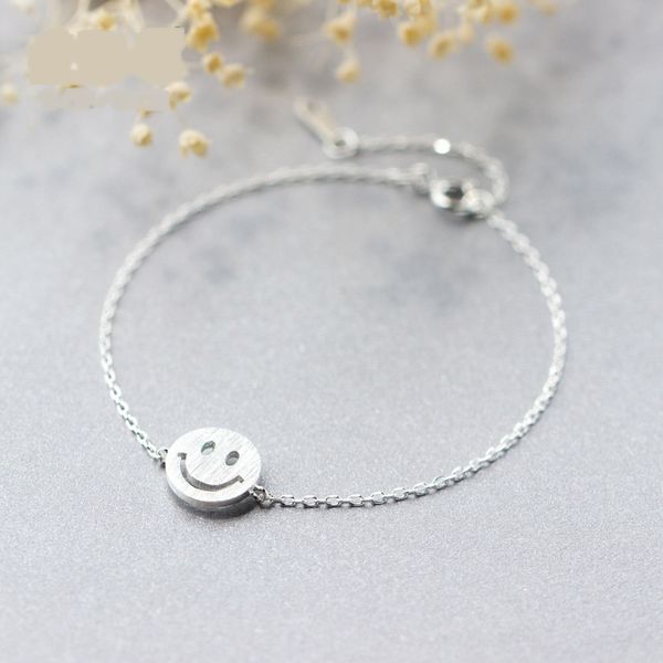 

s925 silver female japanese korean style sweet smile bracelet personality smile bracelet hand jewelry s0690 7rahp, Golden;silver