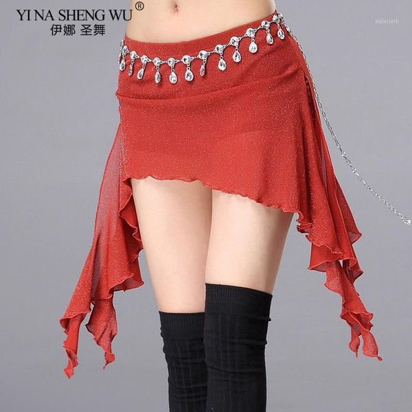 

women belly dance clothes short skirts practice wrapped skirt silver silk bellydance costume accessories practicewear1, Black;red