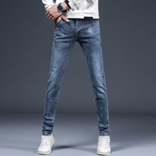 

новые узкие штаны и корейские эластичные slim fit джинсы леггинсы брюки молодежные мужские универсальные джинсы мужские or9uh, Blue