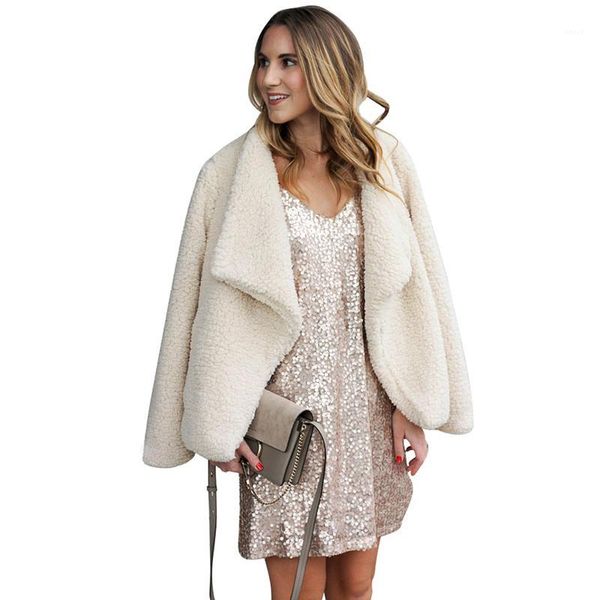 

women winter faux fur jacket coat open front long sleeve manteau fausse fourrure femme solid warm fleece cardigan outerwear 20181, Black
