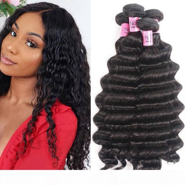 

tkwig hair icenu series 4 bundles loose deep wave human hair with 13x4 frontal closure on sale, Black;brown